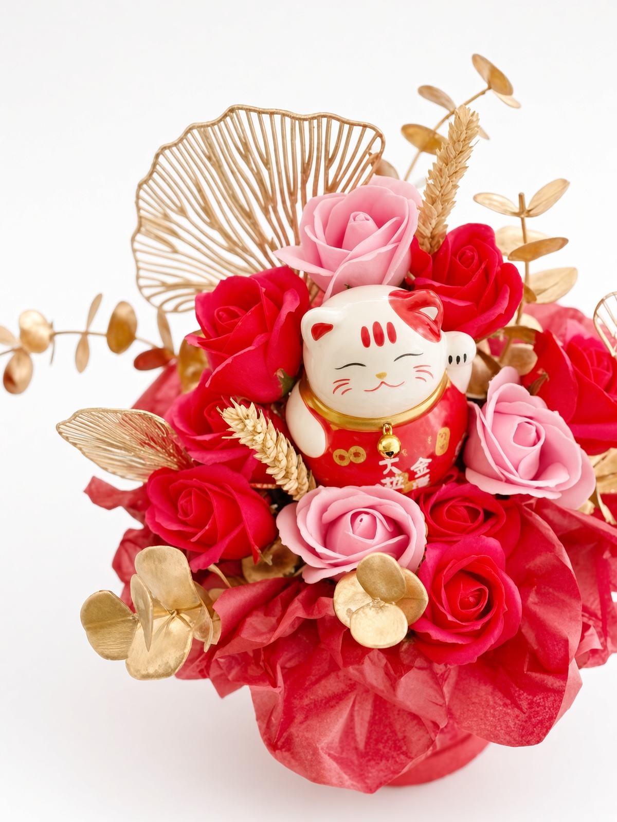 Lucky Cat Maneki Neko Soap Flower Opening Box - Image 2