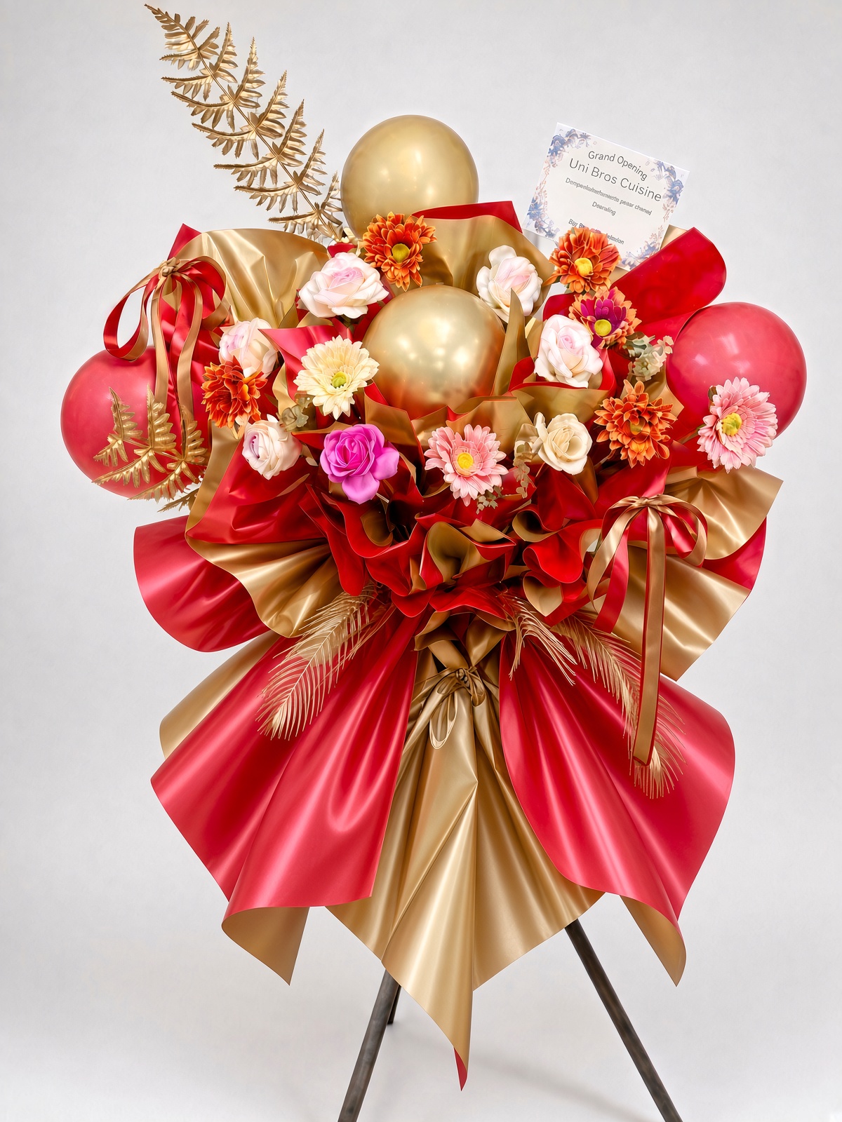 Grand Opening Flower Stand Red Gold | Soap & Artificial Flower Standee | Shop Opening Congratulatory Stand