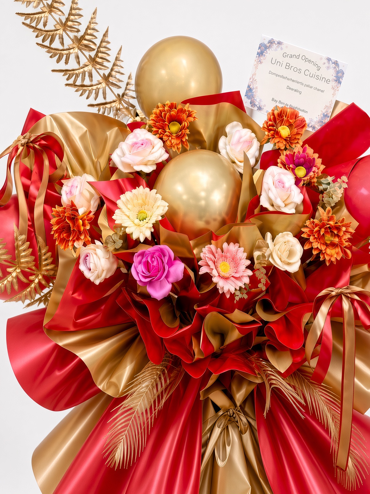 Grand Opening Flower Stand Red Gold | Soap & Artificial Flower Standee | Shop Opening Congratulatory Stand - Image 2