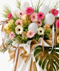 Grand Opening Flower Stand | Fresh Pink Gerbera & Monstera Standee | Shop Opening Congratulatory Flowers - Image 2