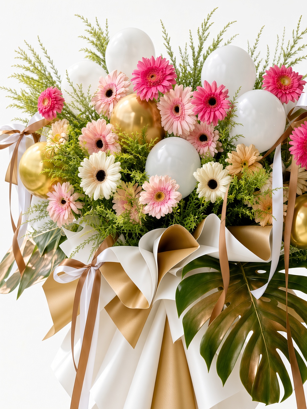 Grand Opening Flower Stand | Fresh Pink Gerbera & Monstera Standee | Shop Opening Congratulatory Flowers - Image 2