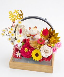 Lucky Cat Maneki Neko LED Opening Box | Soap & Artificial Flowers