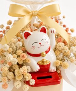 Grand Opening Balloon Box with Lucky Cat | Fresh Baby’s Breath Flower Box | Shop Opening Gift - Image 2