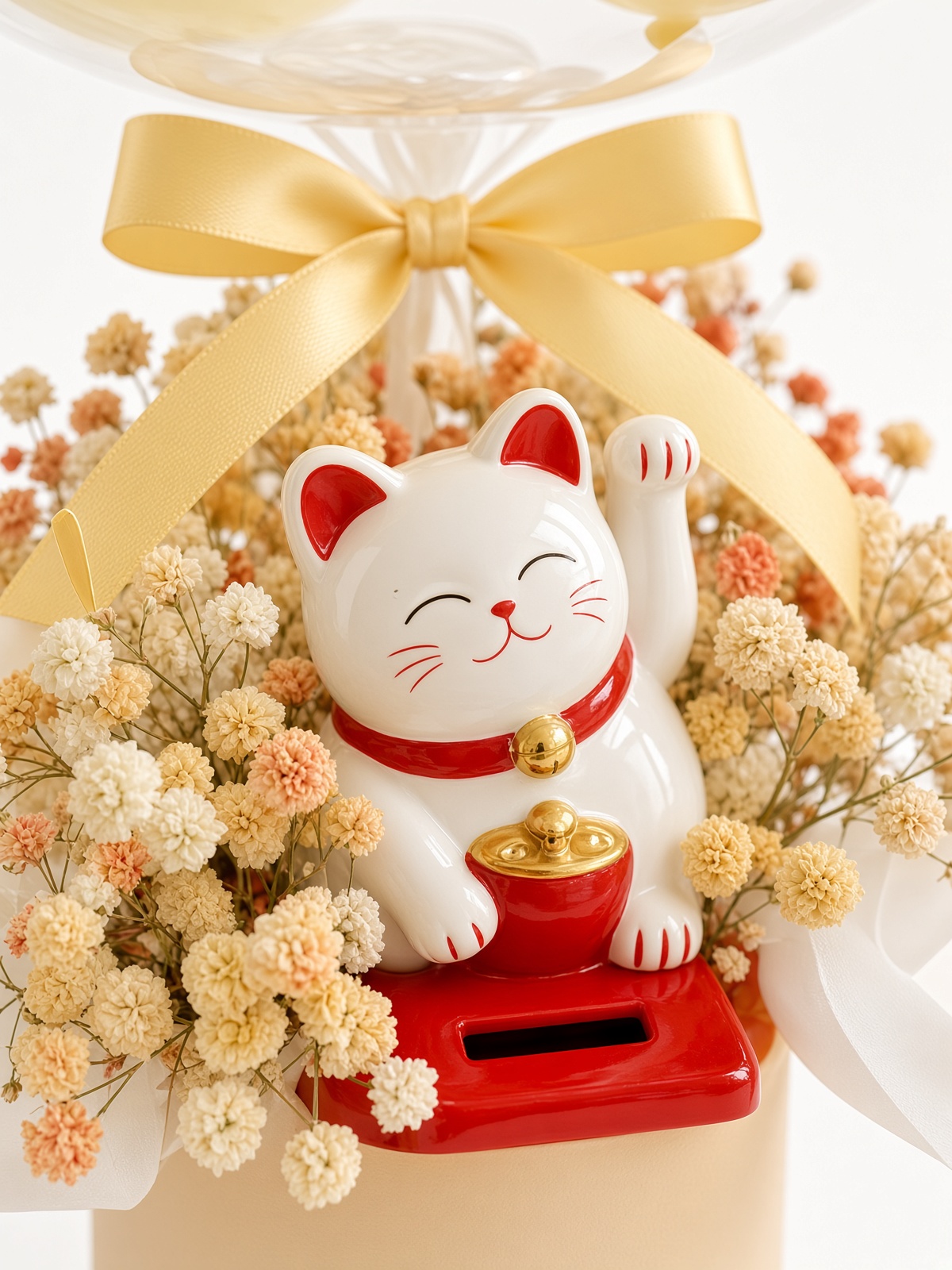 Grand Opening Balloon Box with Lucky Cat | Fresh Baby’s Breath Flower Box | Shop Opening Gift - Image 2