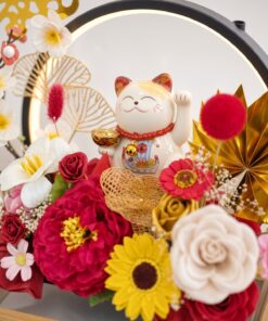 Lucky Cat Maneki Neko LED Opening Box | Soap & Artificial Flowers - Image 2