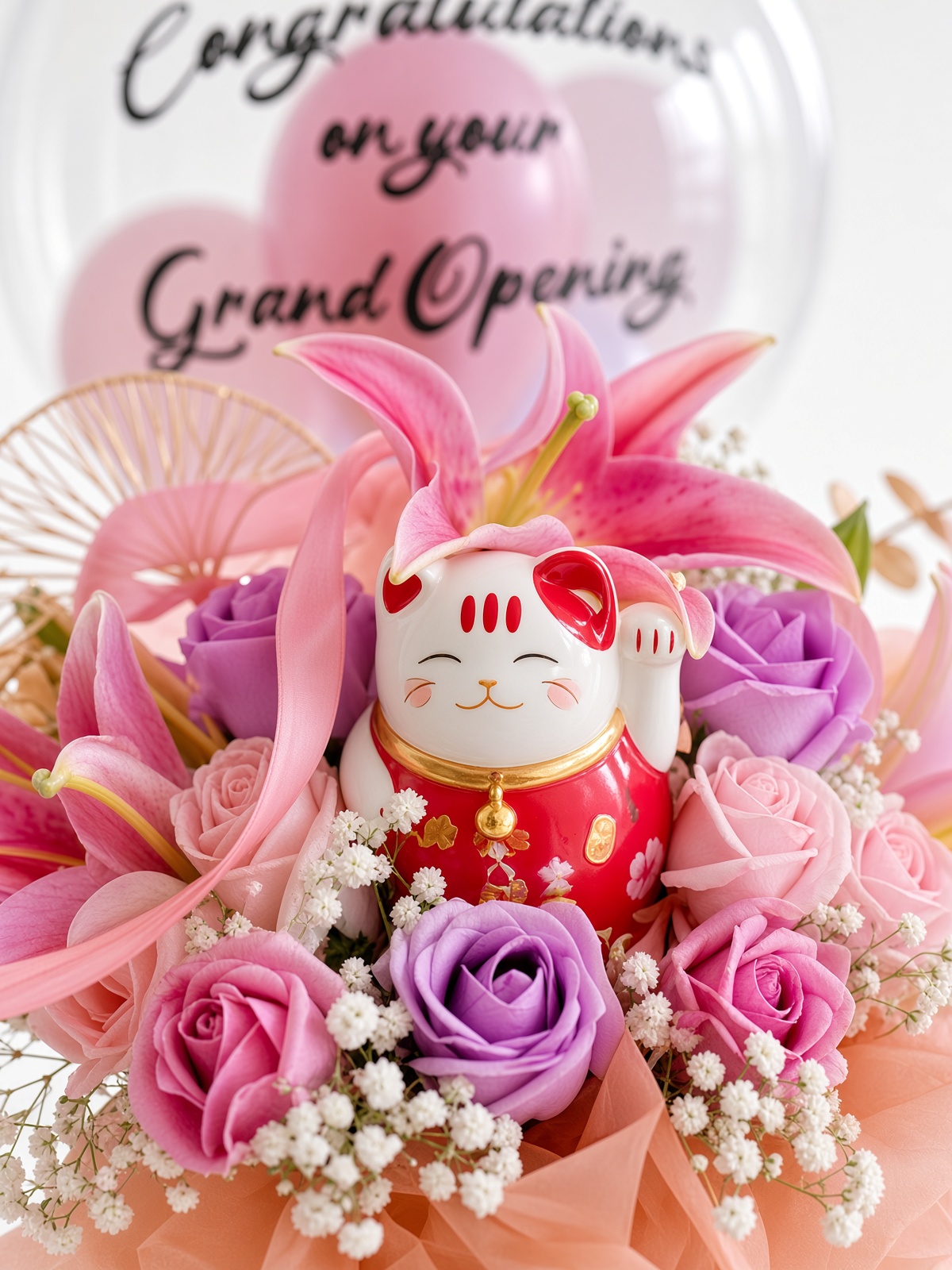Grand Opening Balloon Box with Lucky Cat | Soap & Artificial Flower Box | Shop Opening Gift - Image 2