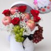 Get Well Soon Red Rose Fruit Basket | Fresh Roses, Apples & Grapes