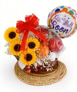 Get Well Soon Sunflower Fruit Basket | Fresh Flowers & Fruits