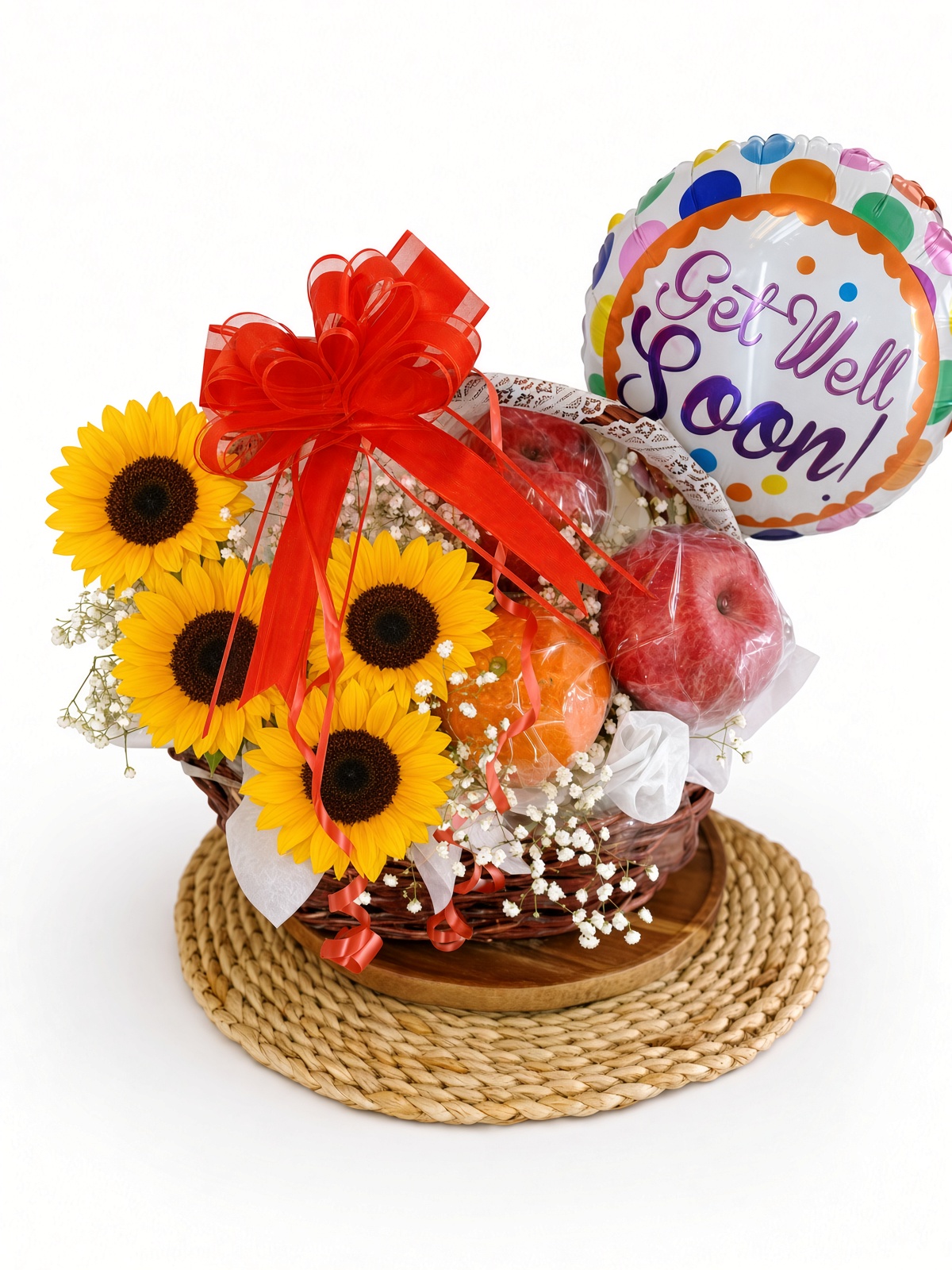 Get Well Soon Sunflower Fruit Basket | Fresh Flowers & Fruits