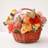 Rose & Gerbera Fresh Fruit Basket | Flowers & Seasonal Fruits