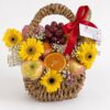 Yellow Gerbera Fruit Basket | Fresh Flowers & Seasonal Fruits