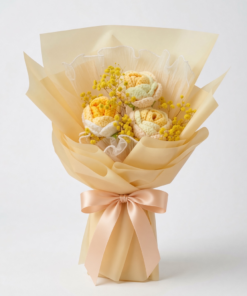 Crochet Rose Bouquet Orange Buttercream