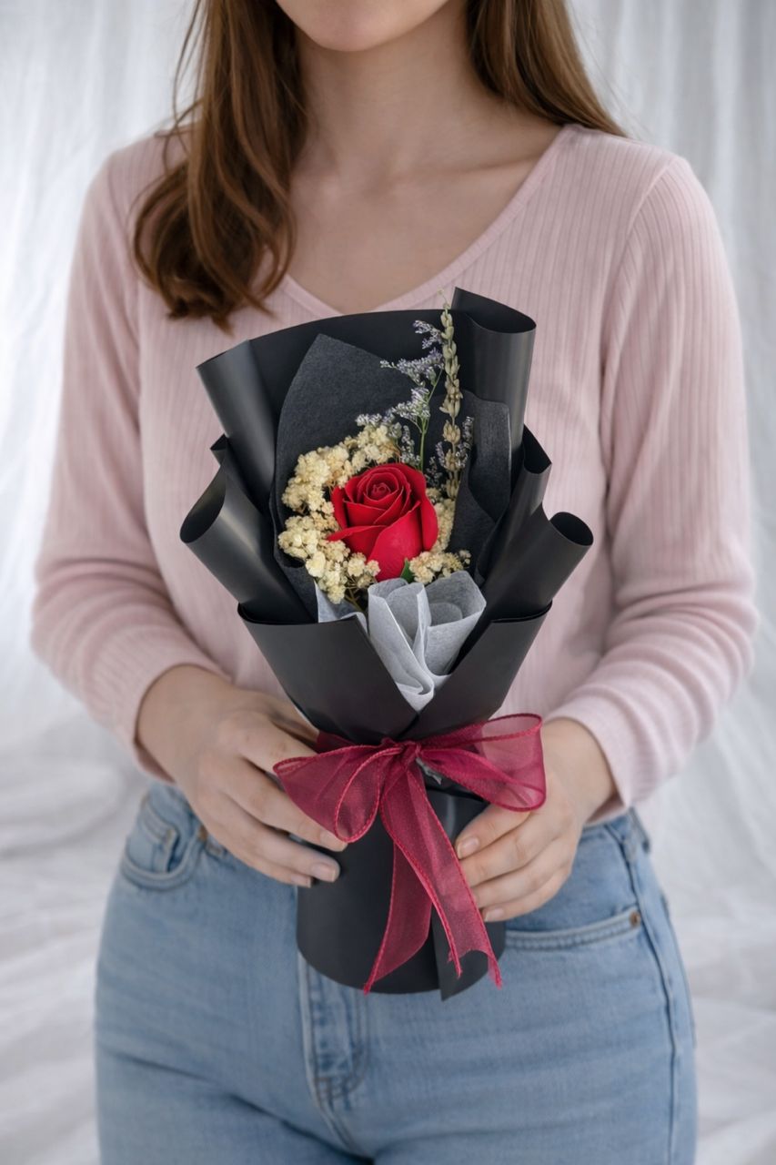 Single Rose Black (Soap Flower)