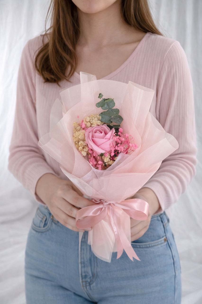 Single Rose Pink (Soap Flower)