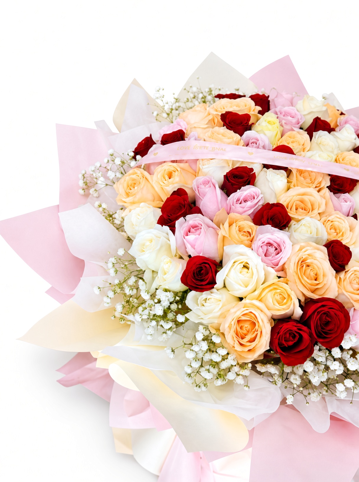 99 Mixed Rose Bouquet Pastel Dreams - Image 3