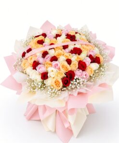 99 Mixed Rose Bouquet Pastel Dreams