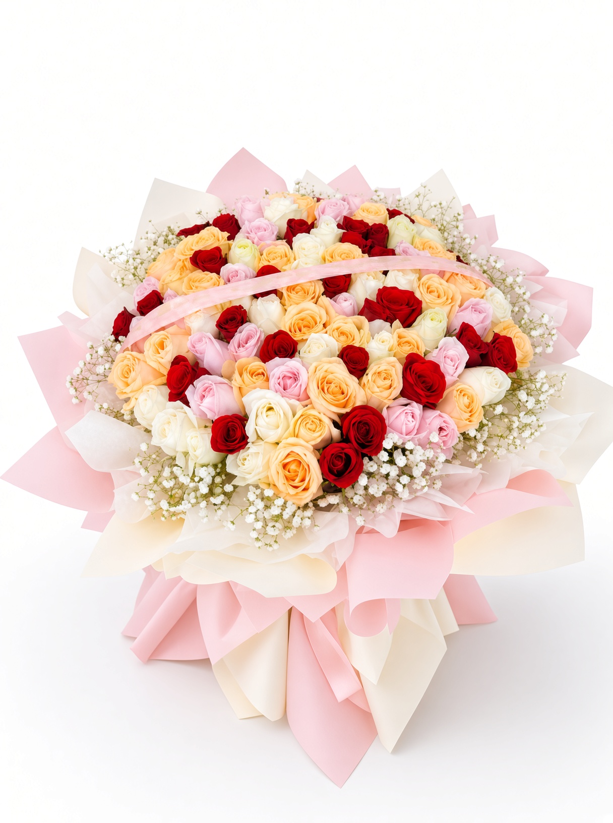 99 Mixed Rose Bouquet Pastel Dreams