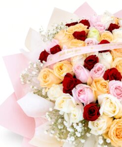 99 Mixed Rose Bouquet Pastel Dreams - Image 2