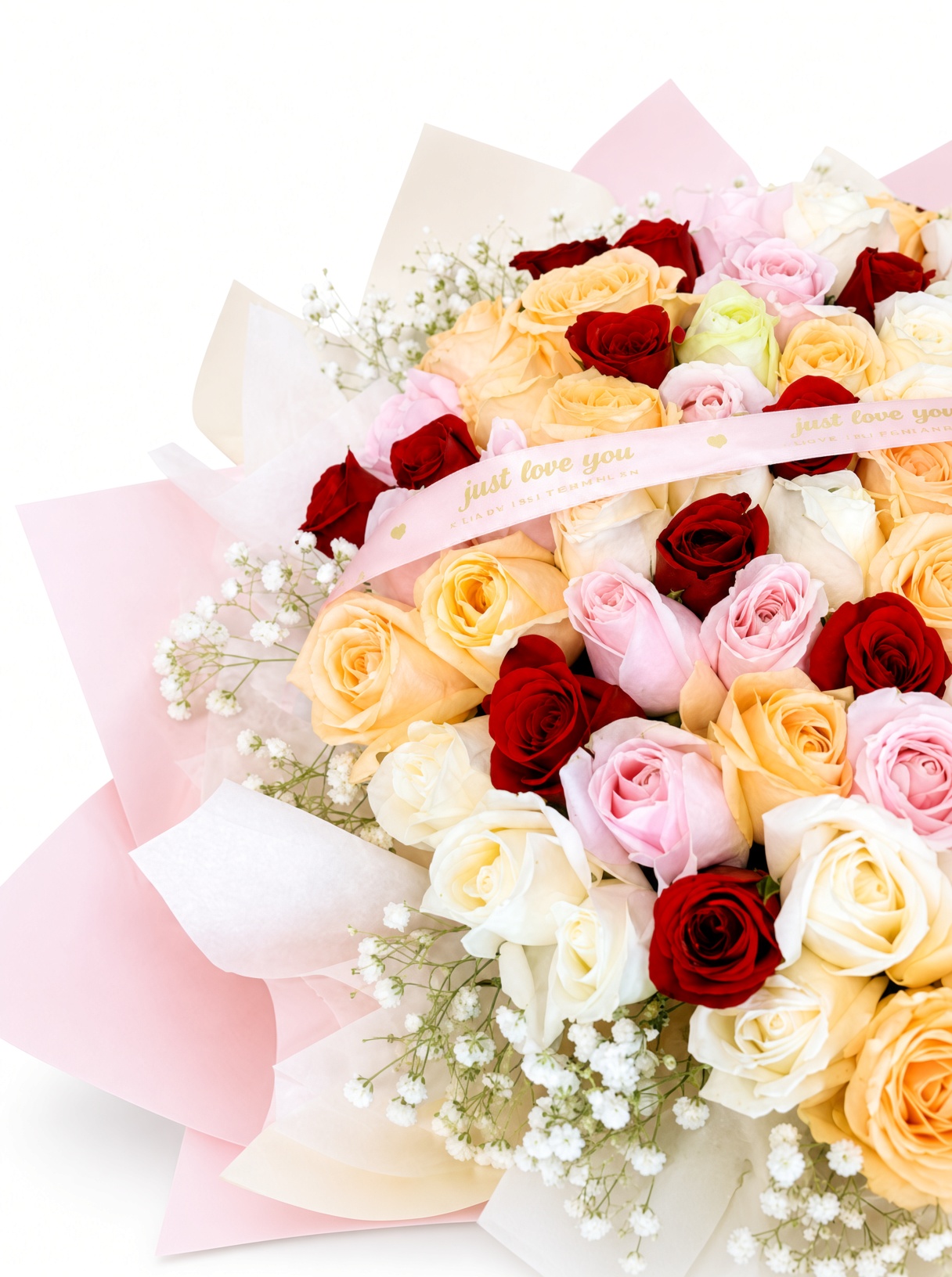 99 Mixed Rose Bouquet Pastel Dreams - Image 2