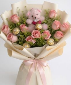 Chocolate Gift Bouquet Sweet Blush Teddy