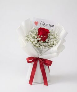 Rose Bouquet with Baby’s Breath | Single Stalk Rose Bouquet