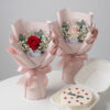Single Rose Bouquet & Bento Cake | Flower & Cake Set