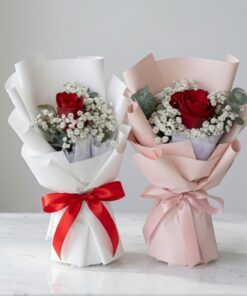 Single Rose with Baby Breath Bouquet | Single Stalk Rose Bouquet