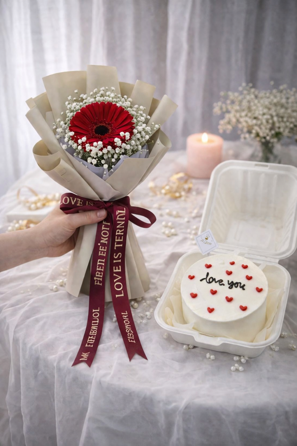 Daisy & ILY Cake (Fresh Flower)