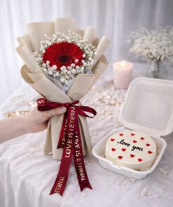 Single Daisy & Cake (Fresh Flower)