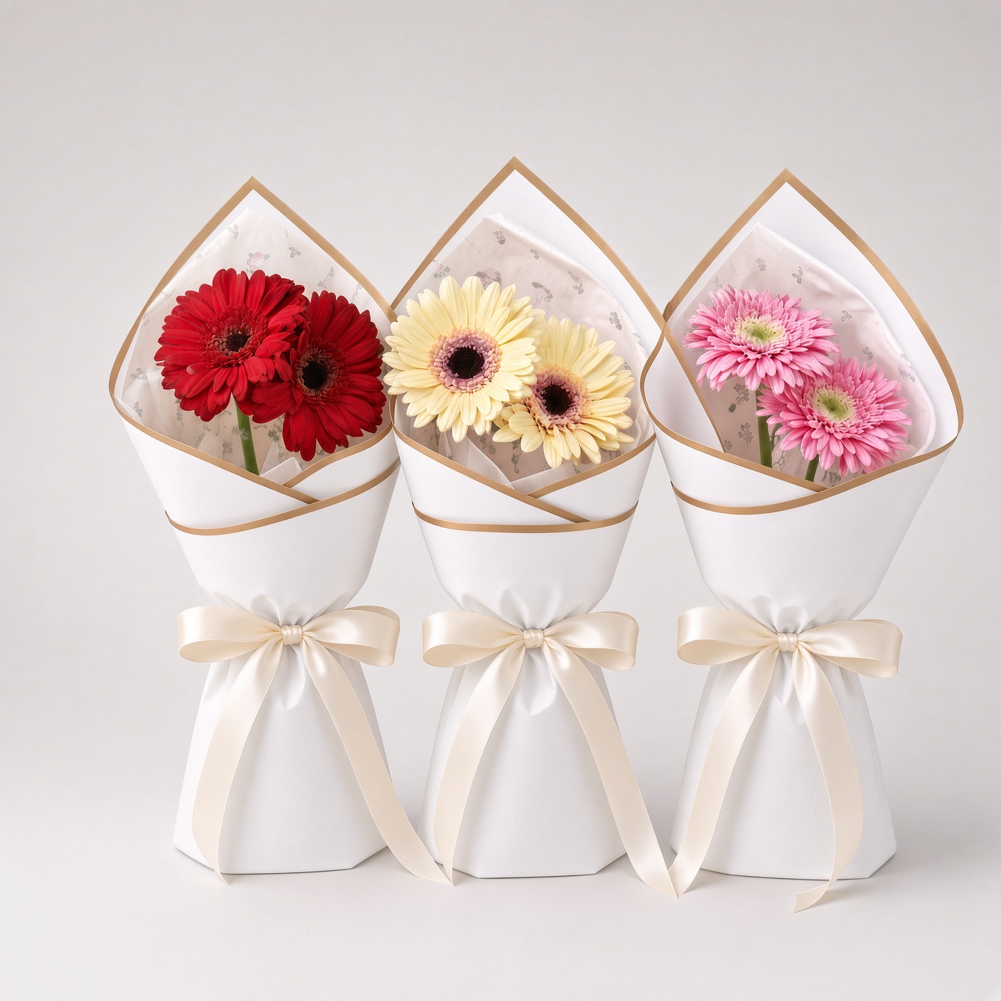 Fresh Gerbera Daisy Bouquet | Red, Cream & Pink