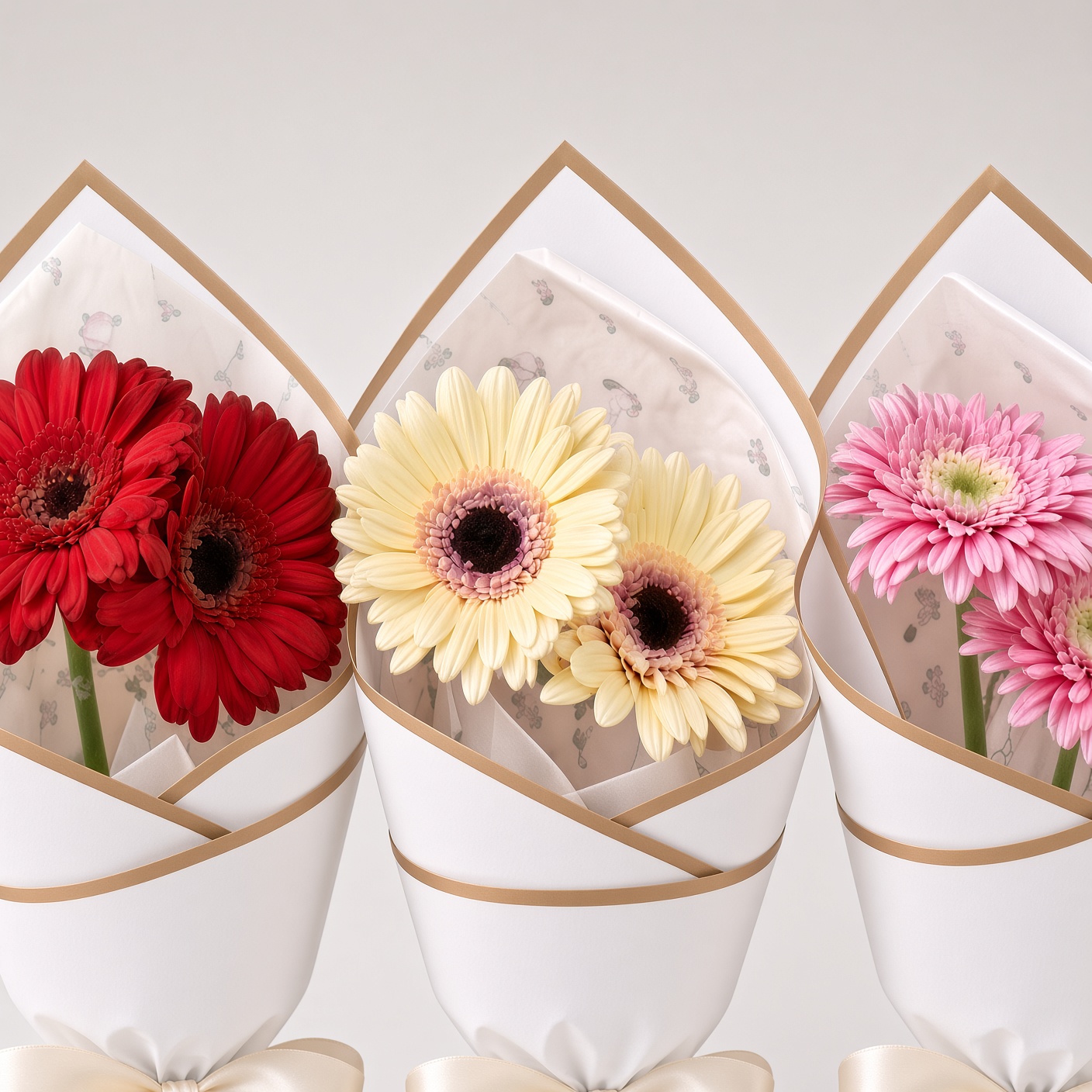 Fresh Gerbera Daisy Bouquet | Red, Cream & Pink - Image 2