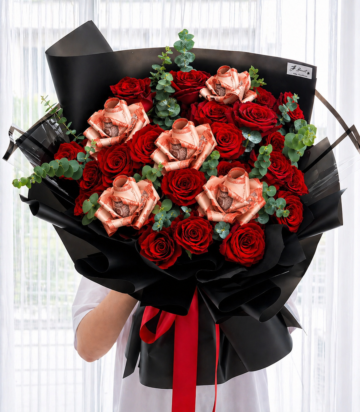 Crimson Luxe Bloom (Money Bouquet)