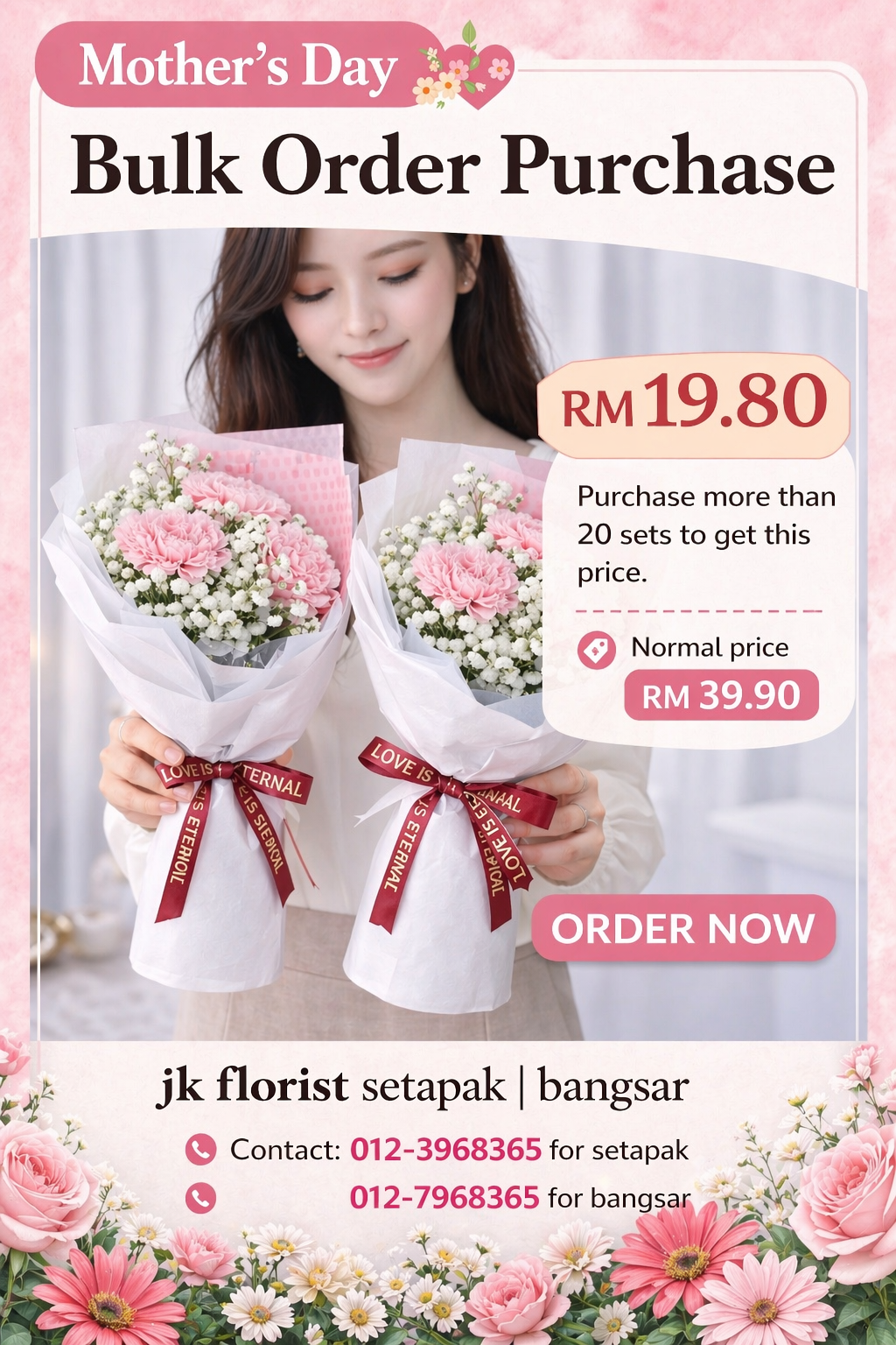 Mother's Day Bouquet Blush Babe Pink Carnation