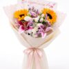 Fresh Pink Lily & Sunflower Bouquet with White Eustomas | Mixed Flower