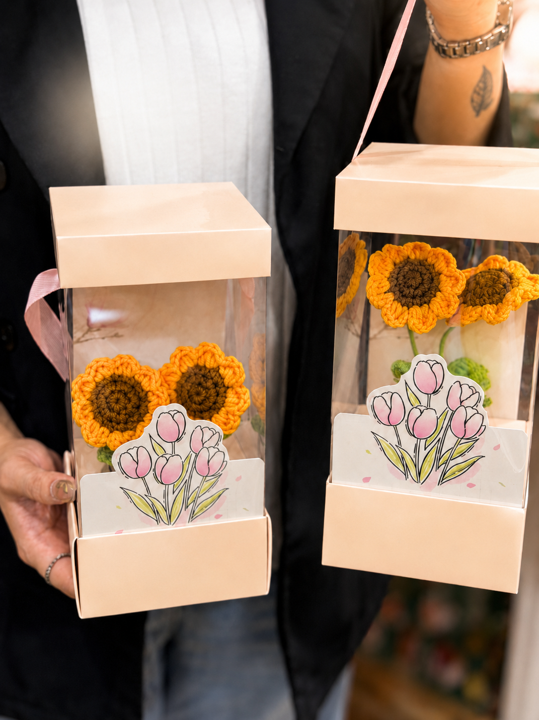 Teacher’s Day Gift Box Crochet Sunflower