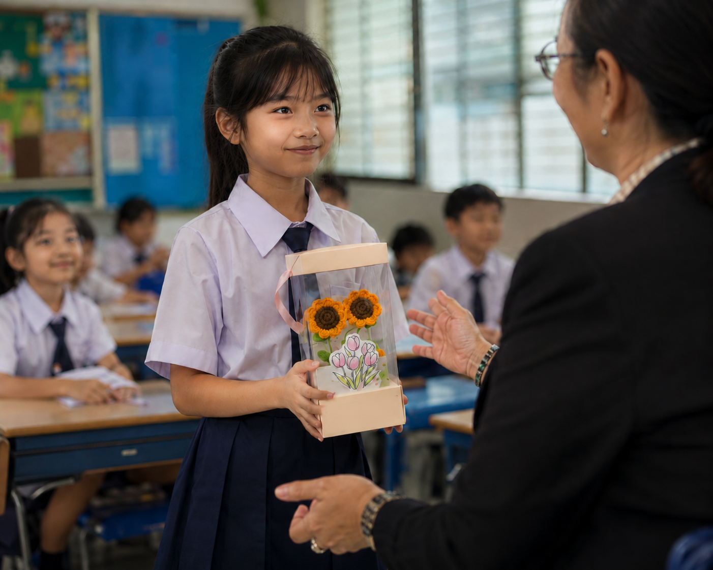 Teacher’s Day Gift Box Crochet Sunflower - Image 2