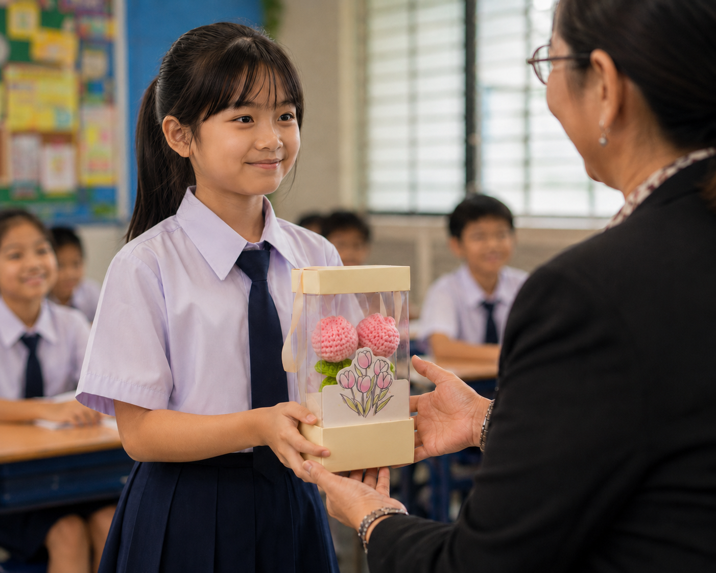 Teacher’s Day Gift Box Crochet Tulip