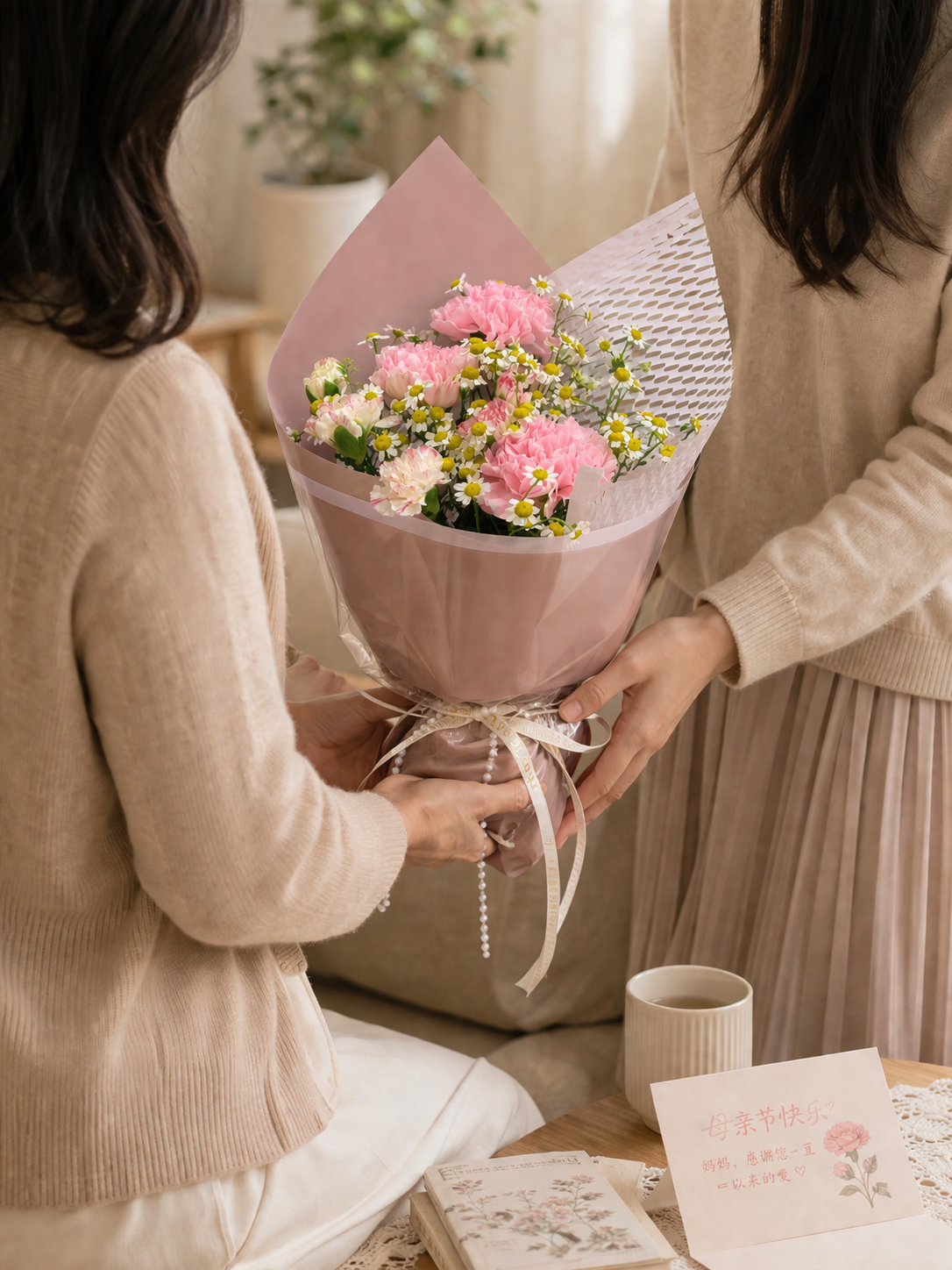 Pink Carnation Bouquet Sweet Blush - Image 3