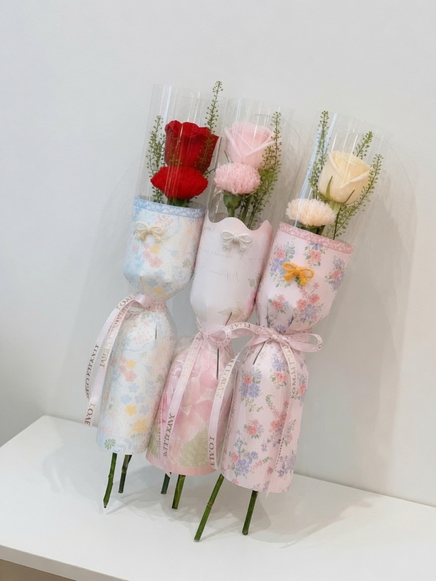 Rose Carnation Bouquet Blush Duo