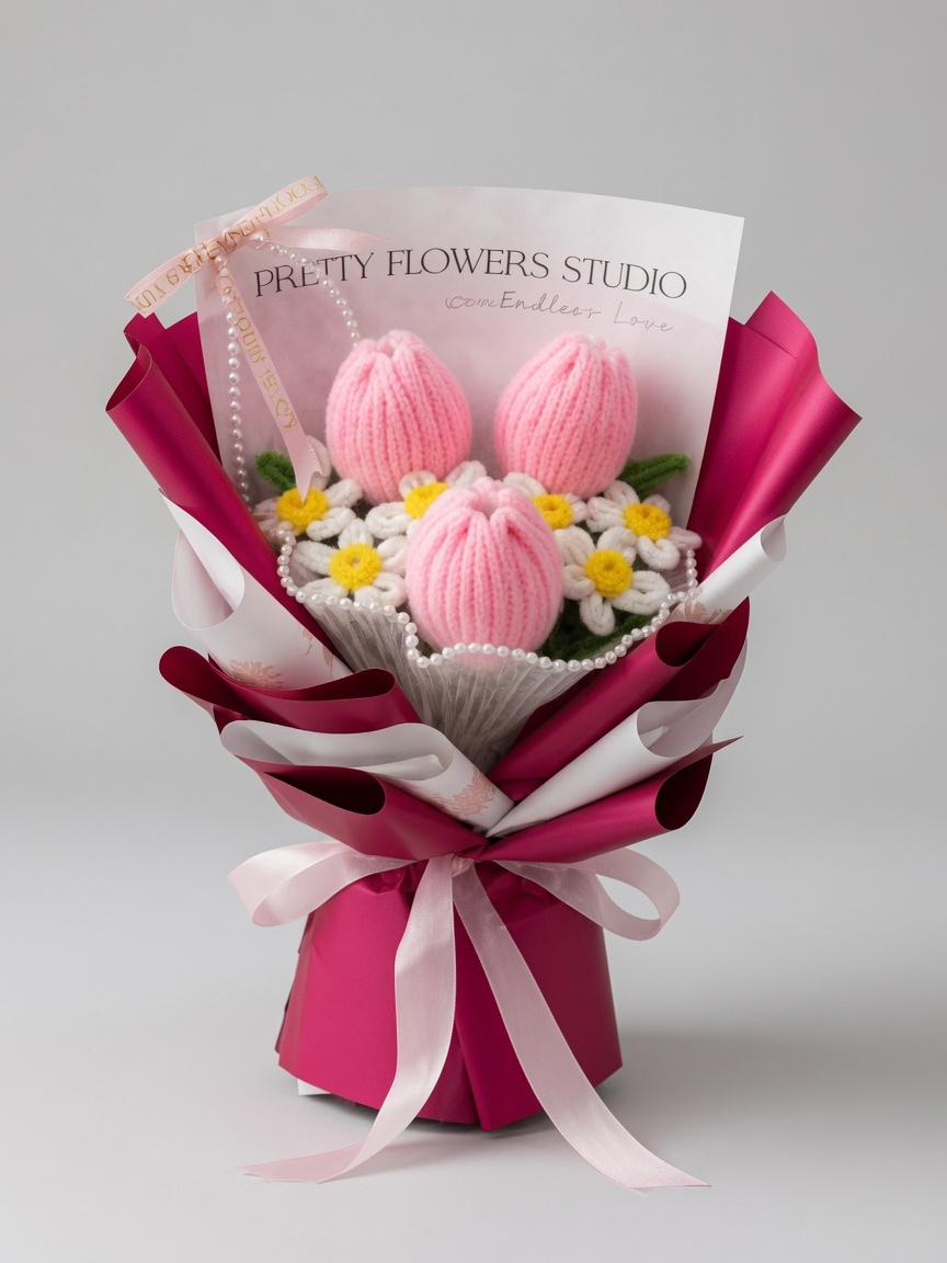 Chenille Bouquet Tulips In A Garden