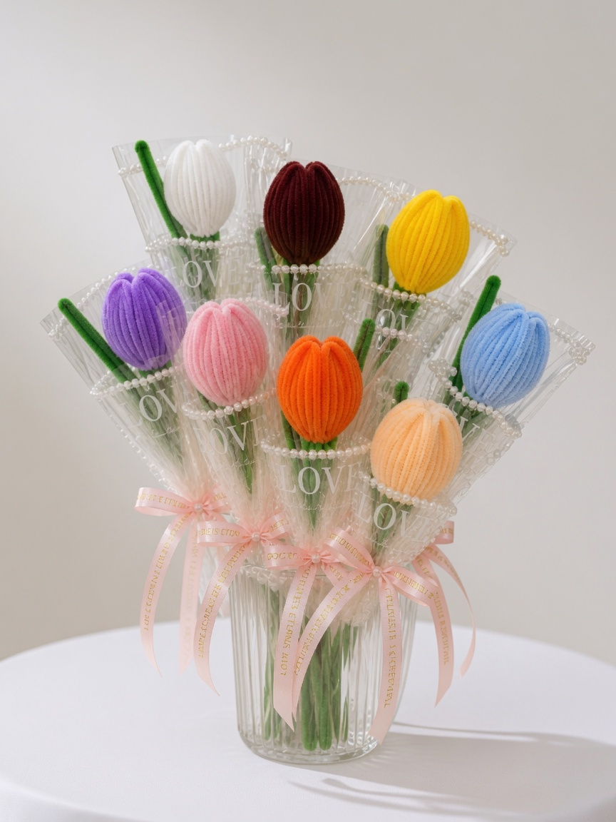 Chenille Bouquet Single Tulips