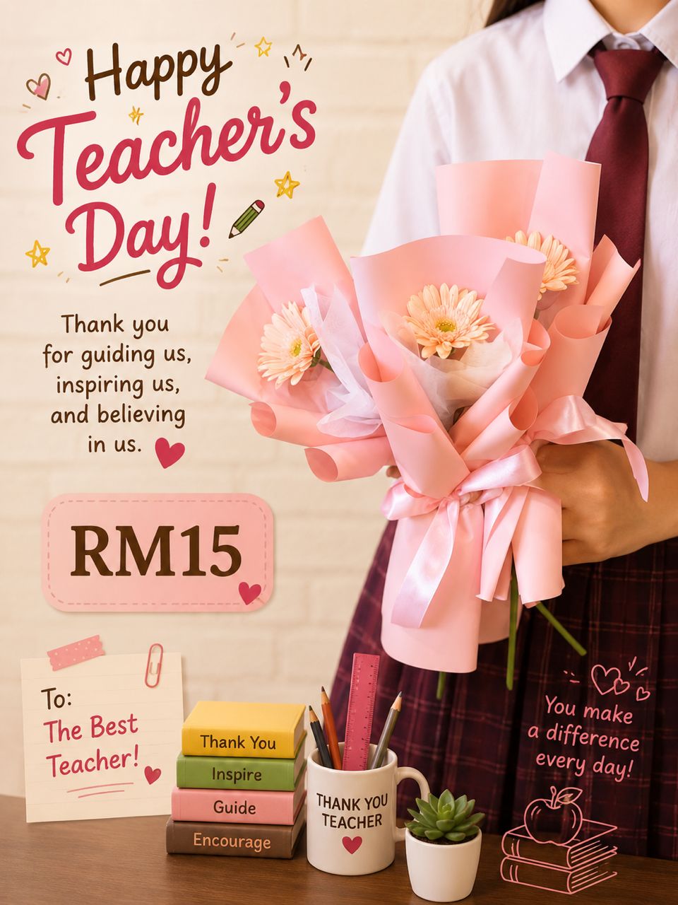 Teacher’s Day Bouquet Sweet Blush Gerbera