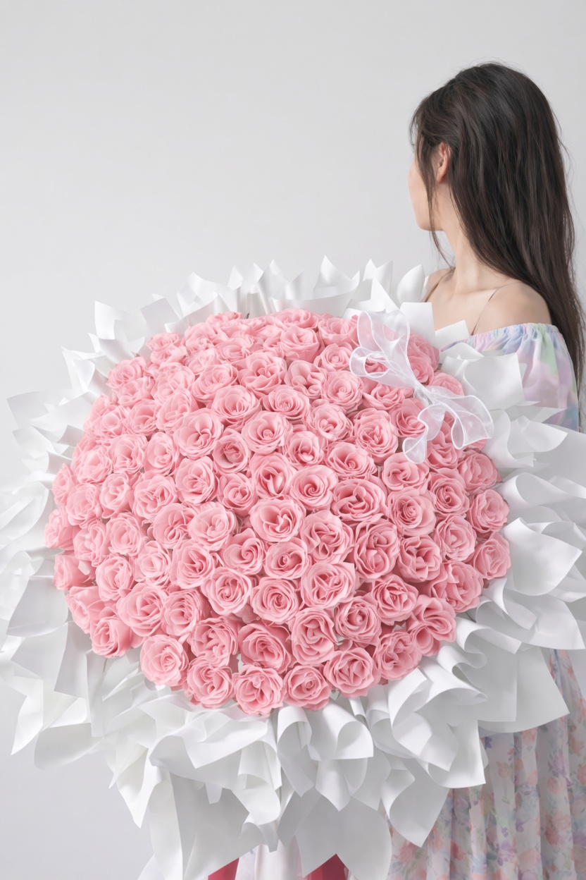 99 Roses Bouquet Baby Pink