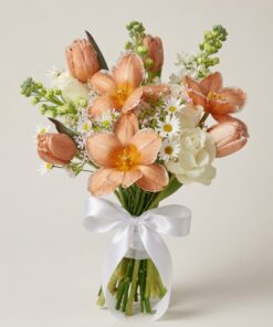 Bridal Hand Bouquet Tulip Rose Peach Blush