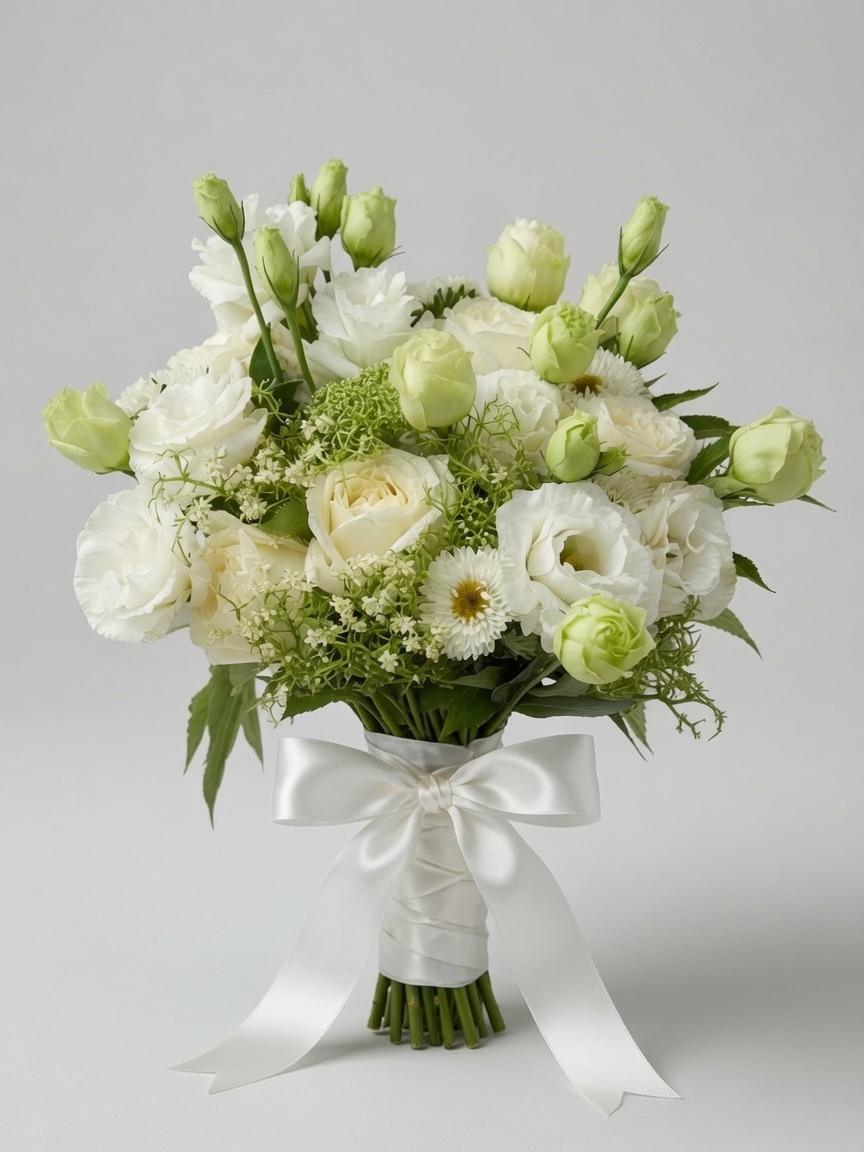Bridal Hand Bouquet White Rose & Lisianthus