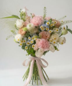 Bridal Hand Bouquet Pastel Garden Rose & Carnation