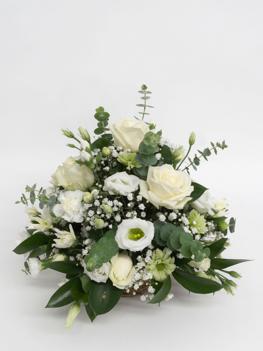 Condolences Funeral Basket Rose & Baby’s Breath