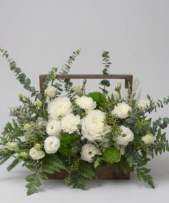 Condolences Funeral Basket Rose & Button Chrysanthemum