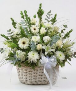 Condolences Funeral Basket Lily, Rose & Gerbera