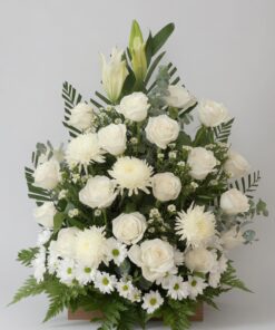 Condolences Funeral Basket White Rose & Lily